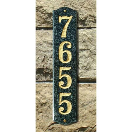 QUALARC 4.5 in. Wexford Vertical Emerald Green Polished Stone Color Solid Granite Address Plaque WEX-4719-EP